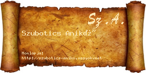 Szubotics Anikó névjegykártya